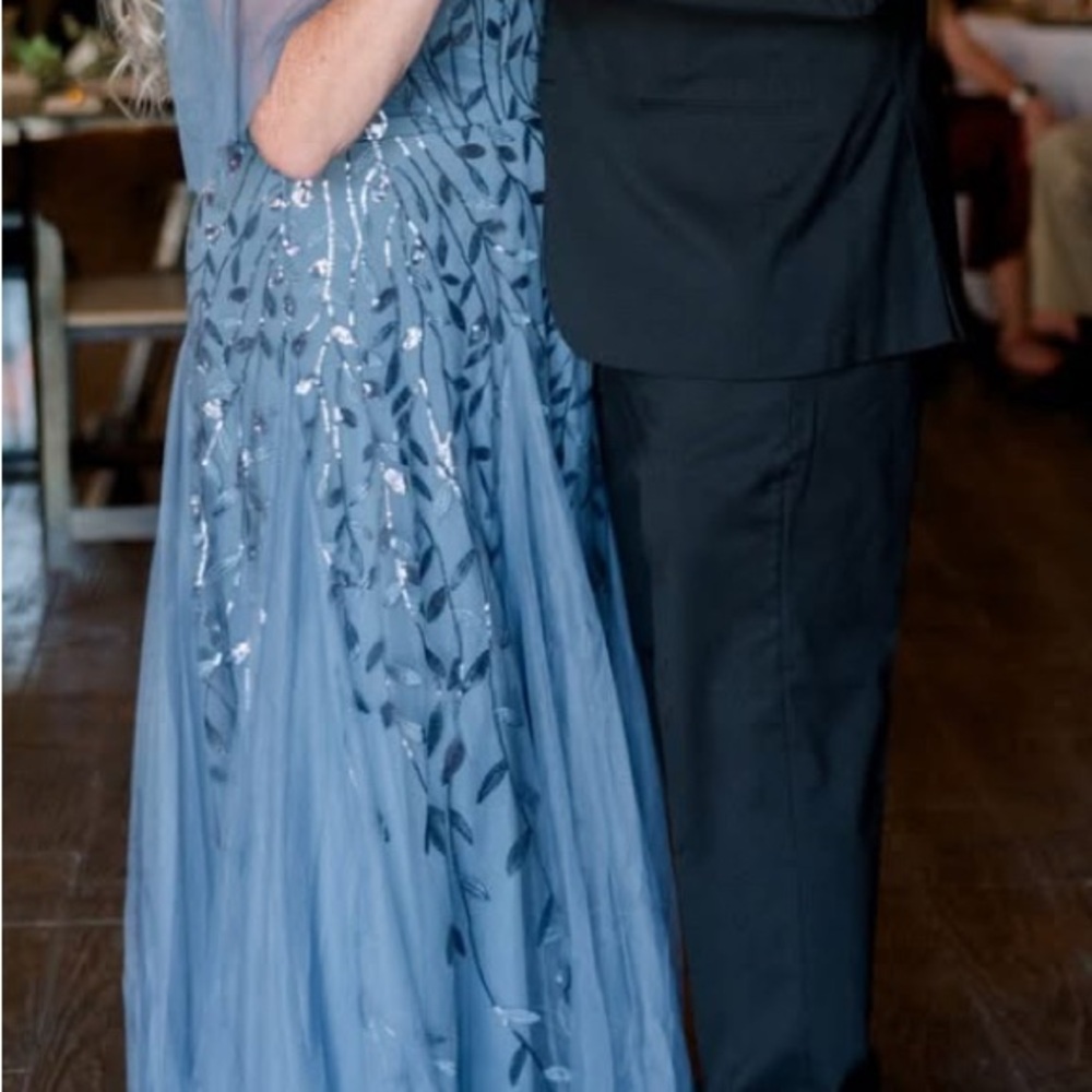 Chic Blue Tulle Mother of Groom/Bride Dress - Picture 3 of 6